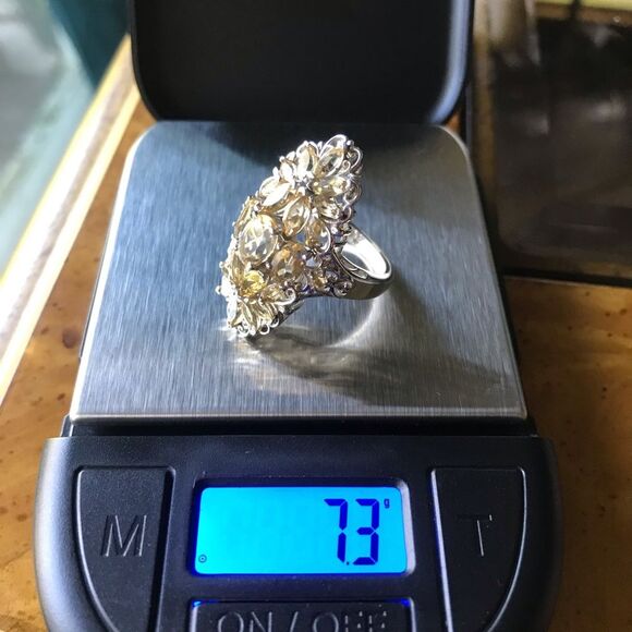 Natural Citrine Sterling Silver Cocktail Ring Size 5 - Picture 8 of 9